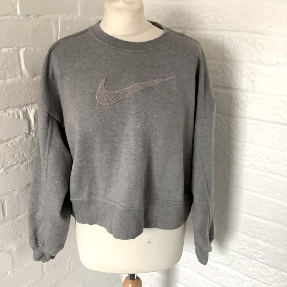 Nike Tops - Nike Cropped Sweatshirt - Size M - Grey Marl - Large Swoosh - P2P 24”